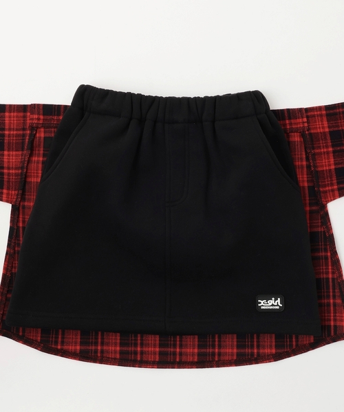 X-girl Stages（エックスガールステージス）の「チェックシャツ巻き風裏起毛スカート（スカート・キッズ・カーキ/ブラック・130cm/120cm/140cm/100cm/90cm/110cm）」の6枚目の写真