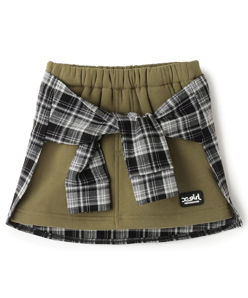X-girl Stages（エックスガールステージス）の「チェックシャツ巻き風裏起毛スカート（スカート・キッズ・カーキ/ブラック・130cm/120cm/140cm/100cm/90cm/110cm）」の14枚目の写真