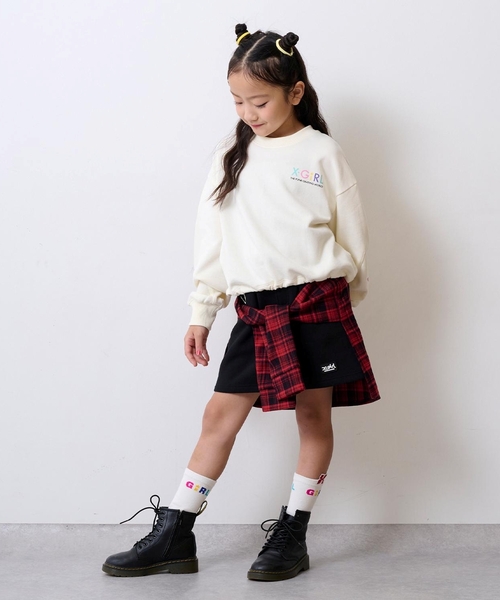 X-girl Stages（エックスガールステージス）の「チェックシャツ巻き風裏起毛スカート（スカート・キッズ・カーキ/ブラック・130cm/120cm/140cm/100cm/90cm/110cm）」の17枚目の写真