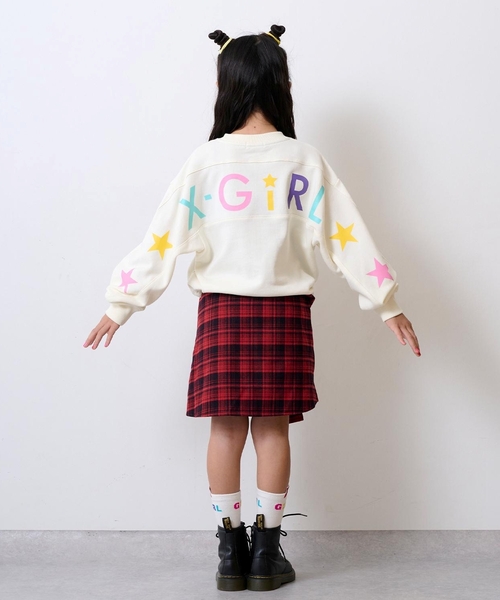 X-girl Stages（エックスガールステージス）の「チェックシャツ巻き風裏起毛スカート（スカート・キッズ・カーキ/ブラック・130cm/120cm/140cm/100cm/90cm/110cm）」の20枚目の写真