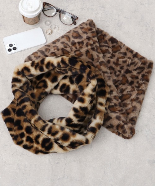 ソフトタッチ フェイクファー レオパード スヌード ヒョウ柄（ネック