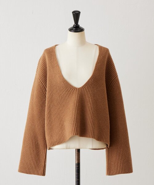 BEARDSLEY（ビアズリー）の「Vネック畦プルオーバー（ニット/セーター・レディース・ホワイト/キャメル・FREE）」の21枚目の写真