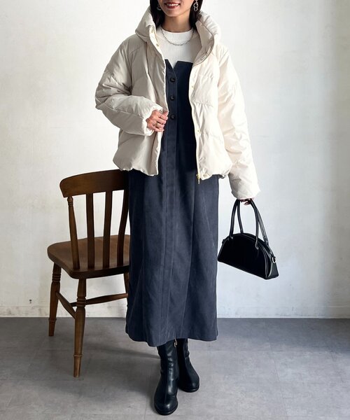 Chez toi（シェトワ）の「ボリュームネックストレッチダウン（ダウンジャケット/コート・レディース・キャメル/ネイビー/アイボリー/ブラック・FREE）」の10枚目の写真