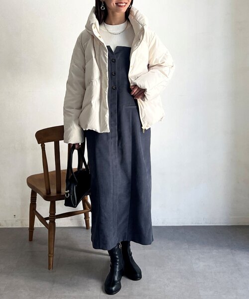 Chez toi（シェトワ）の「ボリュームネックストレッチダウン（ダウンジャケット/コート・レディース・キャメル/ネイビー/アイボリー/ブラック・FREE）」の12枚目の写真