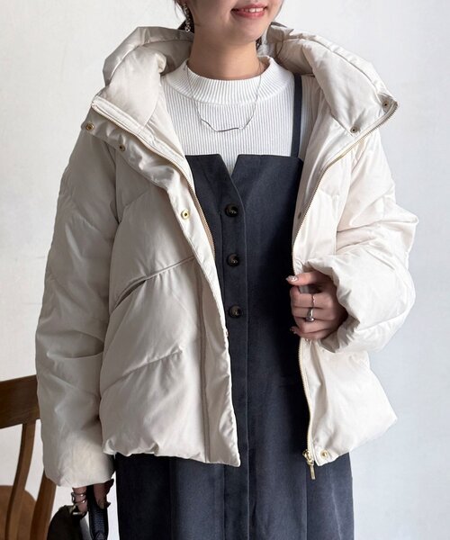 Chez toi（シェトワ）の「ボリュームネックストレッチダウン（ダウンジャケット/コート・レディース・キャメル/ネイビー/アイボリー/ブラック・FREE）」の15枚目の写真