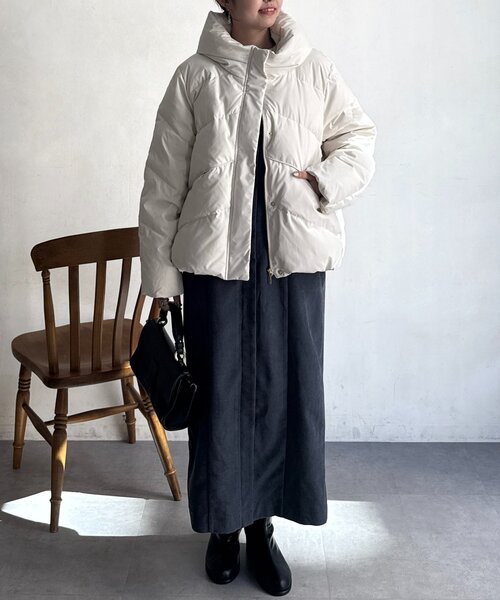 Chez toi（シェトワ）の「ボリュームネックストレッチダウン（ダウンジャケット/コート・レディース・キャメル/ネイビー/アイボリー/ブラック・FREE）」の18枚目の写真