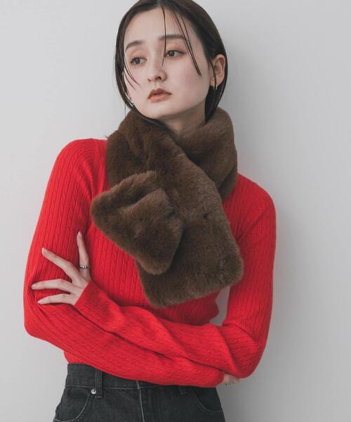 SENSE OF PLACE by URBAN RESEARCH(センスオブプレイスバイアーバンリサーチ)の「ボリュームエコファーティペット(マフラー・レディース・ブラウン/モカ/ベージュ・ONE)」の11枚目の写真