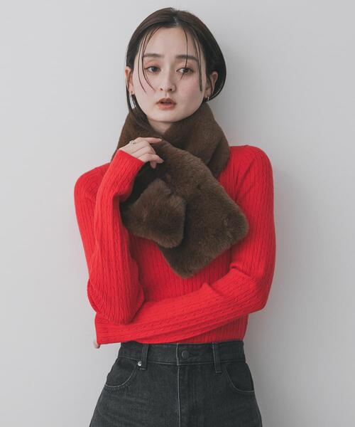 SENSE OF PLACE by URBAN RESEARCH(センスオブプレイスバイアーバンリサーチ)の「ボリュームエコファーティペット(マフラー・レディース・ブラウン/モカ/ベージュ・ONE)」の12枚目の写真