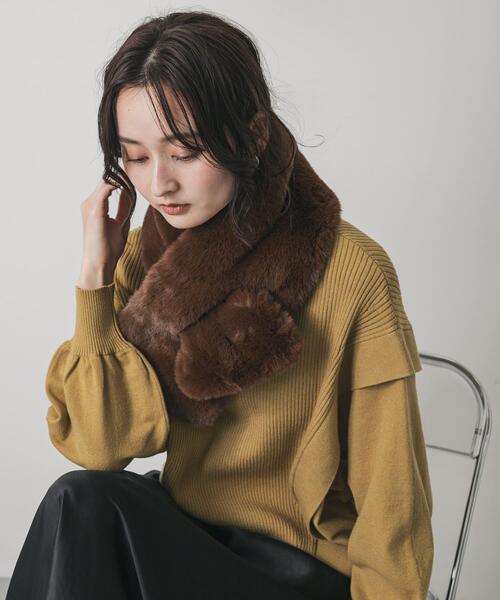 SENSE OF PLACE by URBAN RESEARCH(センスオブプレイスバイアーバンリサーチ)の「ボリュームエコファーティペット(マフラー・レディース・ブラウン/モカ/ベージュ・ONE)」の13枚目の写真