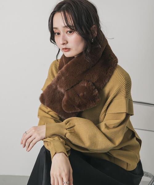 SENSE OF PLACE by URBAN RESEARCH(センスオブプレイスバイアーバンリサーチ)の「ボリュームエコファーティペット(マフラー・レディース・ブラウン/モカ/ベージュ・ONE)」の14枚目の写真