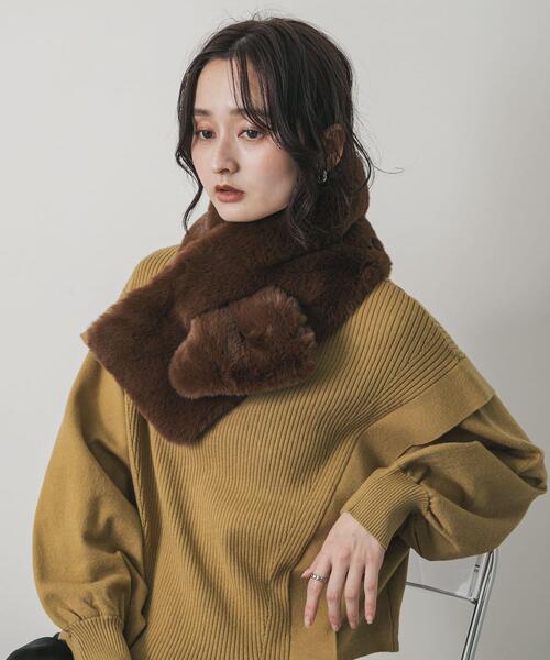 SENSE OF PLACE by URBAN RESEARCH(センスオブプレイスバイアーバンリサーチ)の「ボリュームエコファーティペット(マフラー・レディース・ブラウン/モカ/ベージュ・ONE)」の15枚目の写真