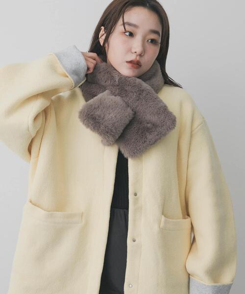 SENSE OF PLACE by URBAN RESEARCH(センスオブプレイスバイアーバンリサーチ)の「ボリュームエコファーティペット(マフラー・レディース・ブラウン/モカ/ベージュ・ONE)」の21枚目の写真