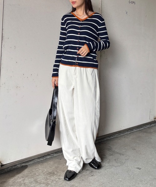 セール】【ISOOK / アイスー】バイカラーボーダーカーディガン