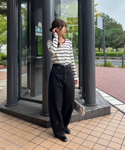 ISOOK（アイスー）の「【ISOOK / アイスー】バイカラーボーダーカーディガン / ボーダートップス 配色 薄手 長袖 羽織り 春ニット 春服 ホワイト ネイビー ZOZOTOWN限定（カーディガン/ボレロ・レディース・ネイビー/アイボリー・FREE）」の14枚目の写真