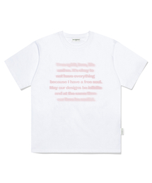 フェイドテキストプリントオーバーサイズ半袖Tシャツホワイト