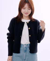 【極美品】 コヒナ COHINA ニットカーディガン ネイビー ショート丈 Vネックサマーニットカーディガン | 小柄・低身長女性向けファッション