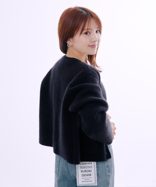 セール】フォックスアンゴラダブルフェイスニットジャケット 【低身長