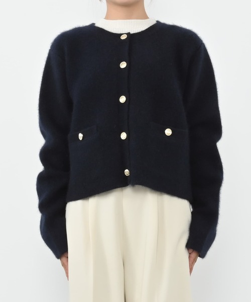 cohina ダブルフェイスフェザーニットジャケット ダブルフェイスフェザージップブルゾン | 小柄・低身長女性向け