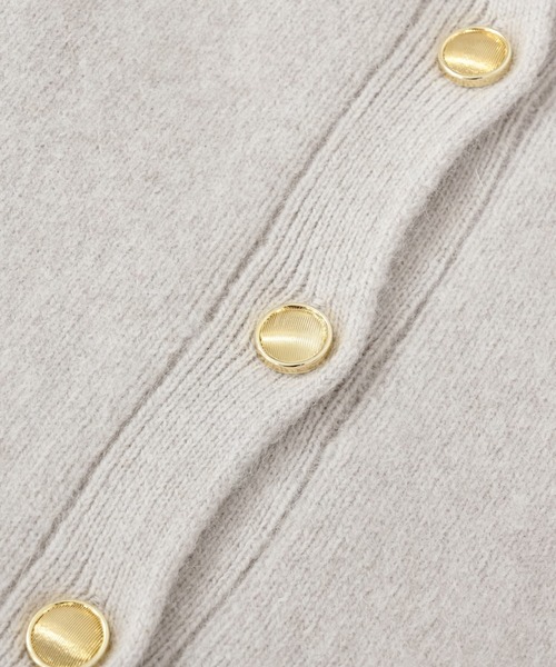 【美品】COHINAフォックスアンゴラダブルフェイスニットジャケット　グレージュ セール】フォックスアンゴラダブルフェイスニットジャケット 【低身長