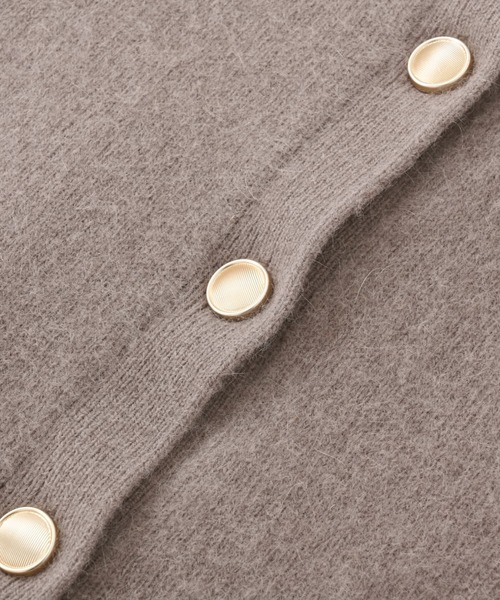 【美品】COHINAフォックスアンゴラダブルフェイスニットジャケット　グレージュ フォックスアンゴラダブルフェイスニットジャケット | 小柄・低身長