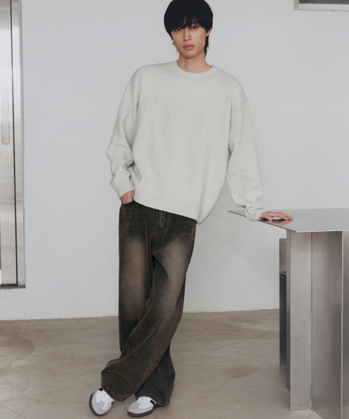 NODU（ノードユー）の「フォーマルベーシックラウンドニット[アイボリー]（ニット/セーター・メンズ・その他・MEDIUM/LARGE）」の3枚目の写真