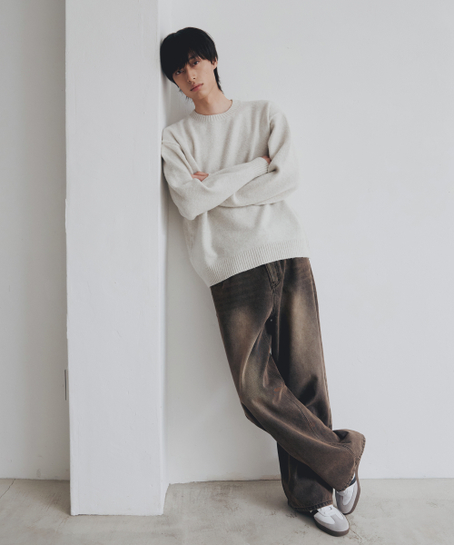 NODU（ノードユー）の「フォーマルベーシックラウンドニット[アイボリー]（ニット/セーター・メンズ・その他・MEDIUM/LARGE）」の4枚目の写真