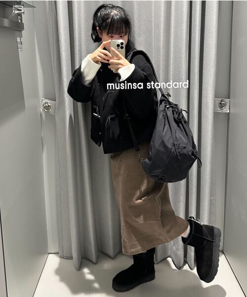 MUSINSA STANDARD（ムシンサスタンダード）の「クリンクルドローストリングイージースリングバック[ブラック]（ショルダーバッグ・レディース・その他・FREE）」の3枚目の写真