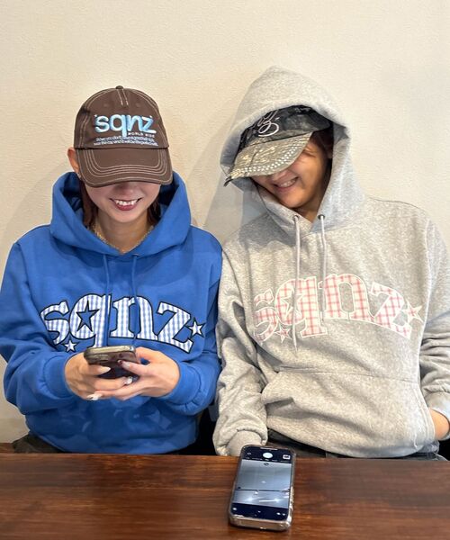 sqnz（エスキュンズ）】sqnz gingham applique pk / ジップパーカー 裏