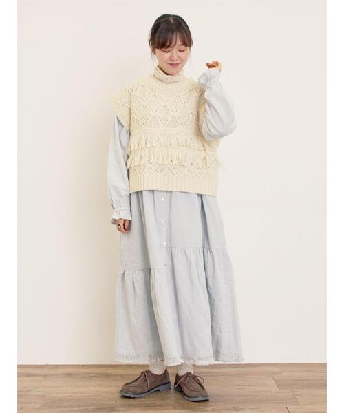 Samansa Mos2（サマンサ モスモス）の「【Fluffy Wool Blend】フリンジニットベスト（ベスト・レディース・オフホワイト/ベージュ/レッド・F）」の20枚目の写真