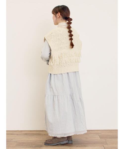 セール】【Fluffy Wool Blend】フリンジニットベスト（ベスト