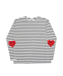 GRAVER（グレーバー）の「[UNISEX] ELBOW HEART SMILE STRIPED LONG SLEEVE T-SHIRT_BLACK（Tシャツ/カットソー）」