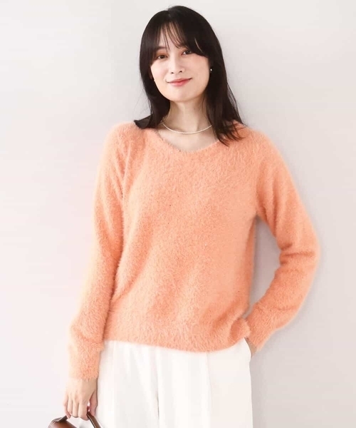 OFUON le MK(オフオンルエムケー)の「ミニスパンコールシャギーニット/洗える/WEB限定サイズあり(ニット/セーター・レディース・ベージュ/ネイビー/オレンジ/ライトブルー・36/38)」の8枚目の写真