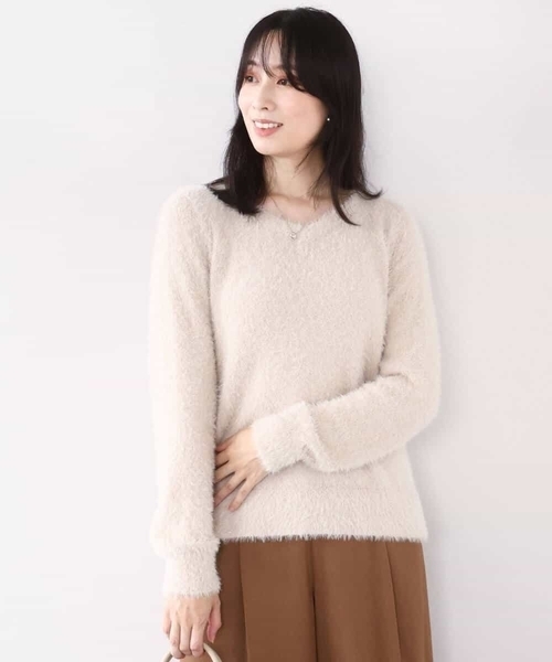 OFUON le MK(オフオンルエムケー)の「ミニスパンコールシャギーニット/洗える/WEB限定サイズあり(ニット/セーター・レディース・ベージュ/ネイビー/オレンジ/ライトブルー・36/38)」の21枚目の写真