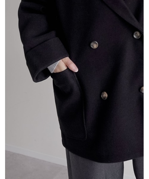 Re:EDIT（リエディ）の「[2025 WINTER COLLECTION]フェイクウールルーズシルエットダブルテーラードジャケット（テーラードジャケット・レディース・ブラック/アイボリー/ブラウン/チャコール/ベージュ・MEDIUM）」の7枚目の写真