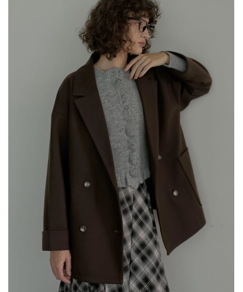 Re:EDIT（リエディ）の「[2025 WINTER COLLECTION]フェイクウールルーズシルエットダブルテーラードジャケット（テーラードジャケット・レディース・ブラック/アイボリー/ブラウン/チャコール/ベージュ・MEDIUM）」の11枚目の写真