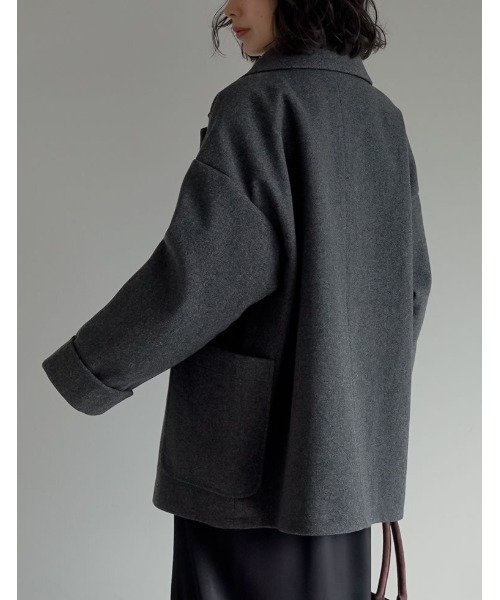 Re:EDIT（リエディ）の「[2025 WINTER COLLECTION]フェイクウールルーズシルエットダブルテーラードジャケット（テーラードジャケット・レディース・ブラック/アイボリー/ブラウン/チャコール/ベージュ・MEDIUM）」の18枚目の写真