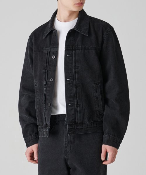 セール】リラックスドプリーツデニムトラッカージャケット[ウォッシュ