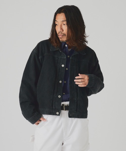 REMI RELIEF（レミレリーフ）の「REMI RELIEF/レミレリーフ モールスキン 1st JKT ジンバブエコットン デニムジャケット（デニムジャケット・メンズ・ブラック・M/L/XL）」の20枚目の写真
