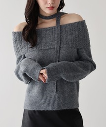 オフショル ニット オフショルダー」に該当するグレー/灰色系の