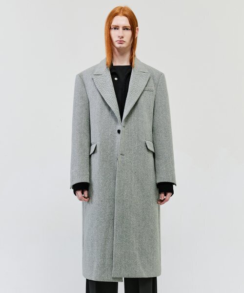 LMOOD(エルムード)の「ビッグマムヘリンボーンシングルコートグレー(チェスターコート・レディース・その他・46/48)」の12枚目の写真
