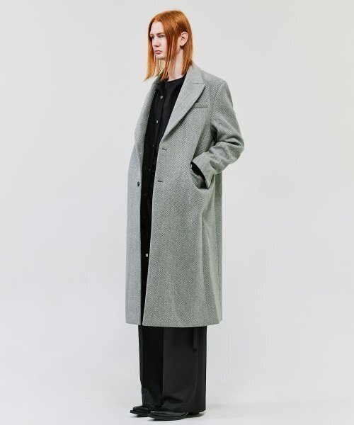 LMOOD(エルムード)の「ビッグマムヘリンボーンシングルコートグレー(チェスターコート・レディース・その他・46/48)」の4枚目の写真
