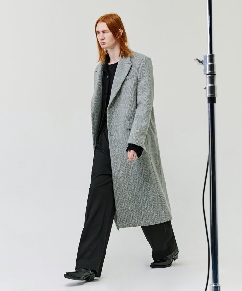 LMOOD(エルムード)の「ビッグマムヘリンボーンシングルコートグレー(チェスターコート・レディース・その他・46/48)」の3枚目の写真