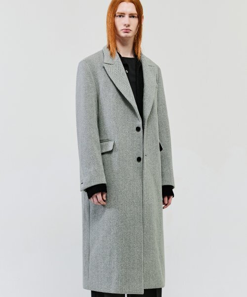 LMOOD(エルムード)の「ビッグマムヘリンボーンシングルコートグレー(チェスターコート・レディース・その他・46/48)」の2枚目の写真