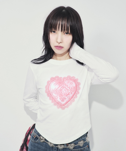 RUSTICCLUB(ラスティッククラブ)の「Heart Concho Long sleeve_White(Tシャツ/カットソー・レディース・クリーム・FREE)」の2枚目の写真
