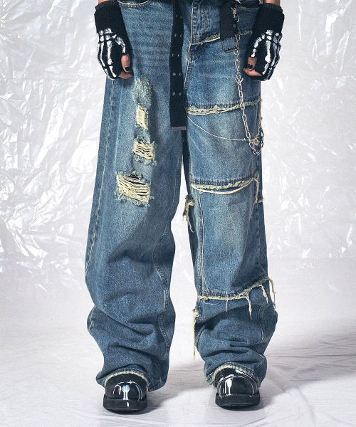 SCHISM INDUCING(スキズムインデューシング)の「TWELVE GOLD JEANS BLUE(デニムパンツ・レディース・その他・MEDIUM/LARGE)」の1枚目の写真
