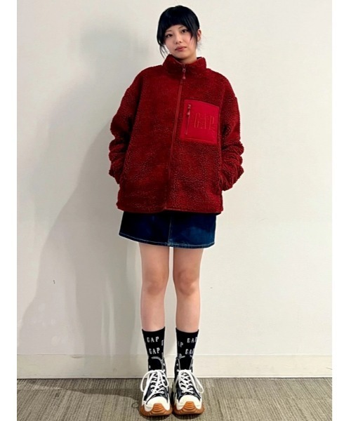 GAP 日の丸 日章旗 スカジャン ボマージャケット M セール】ボア オーバーサイズ GAPロゴ ジップアップジャケット（その他