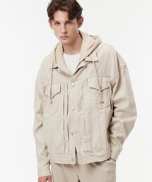 AOTT（アンアウトピット）の「フード取り外しデニムトラッカージャケットベージュ（デニムジャケット）」