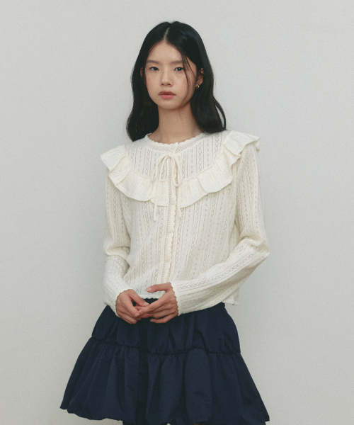 SSEMI（セミ）の「LACE FRILL CARDIGAN(IV)（カーディガン/ボレロ・レディース・アイボリー・FREE）」の2枚目の写真