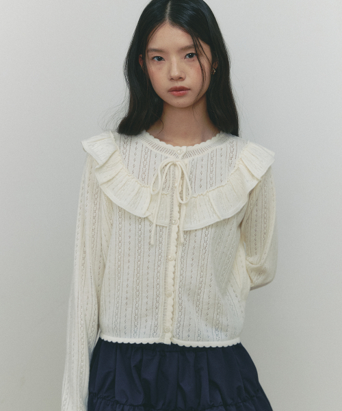 SSEMI（セミ）の「LACE FRILL CARDIGAN(IV)（カーディガン/ボレロ・レディース・アイボリー・FREE）」の3枚目の写真