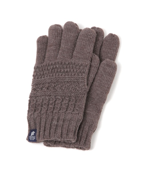 BAYFLOW（ベイフロー）の「アミガラニットグローブ（手袋・メンズ・グレー/ブラウン・FREE）」の2枚目の写真